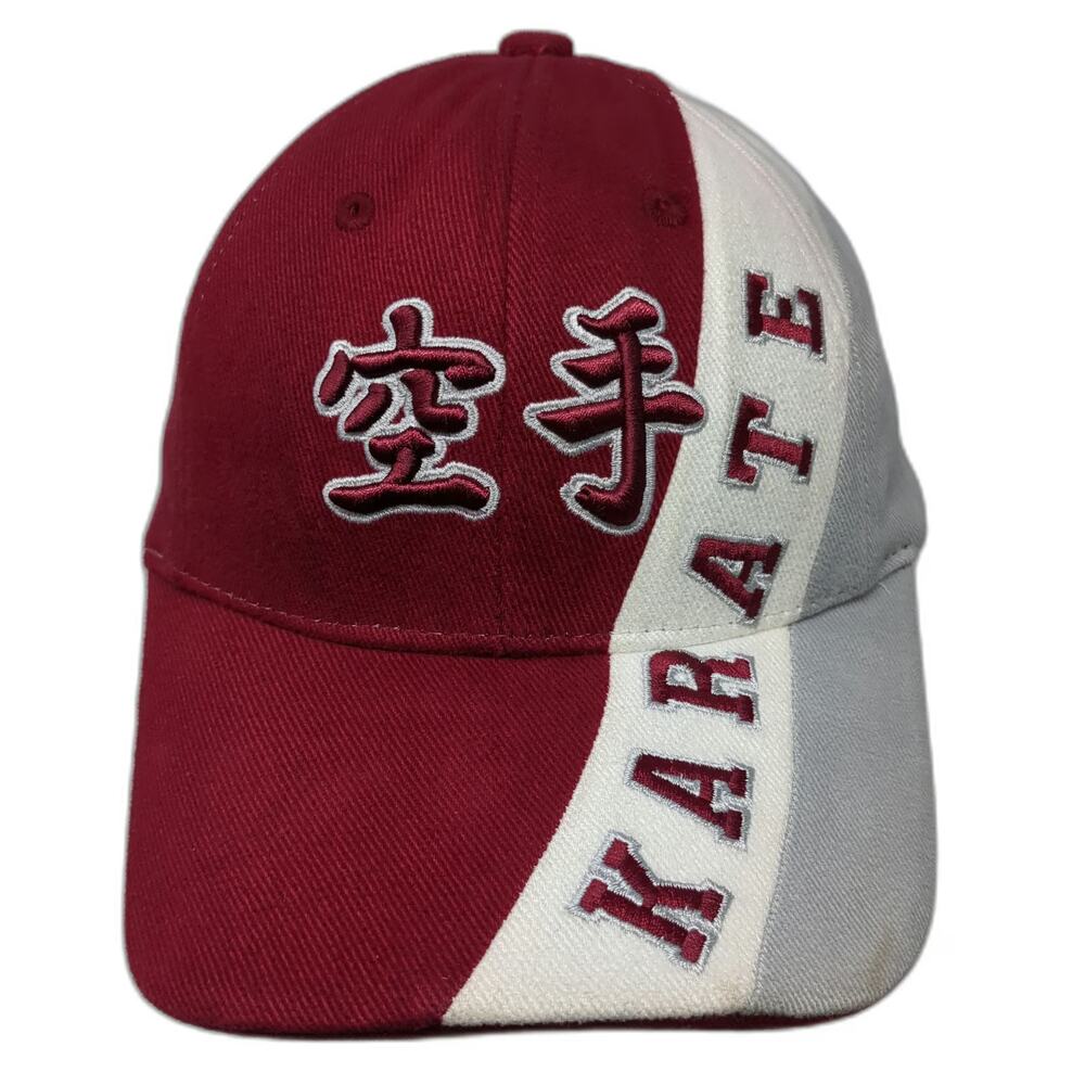Century Baseball Cap Red White Gray One Size Karate Embroidery Kanji Cotton Hat